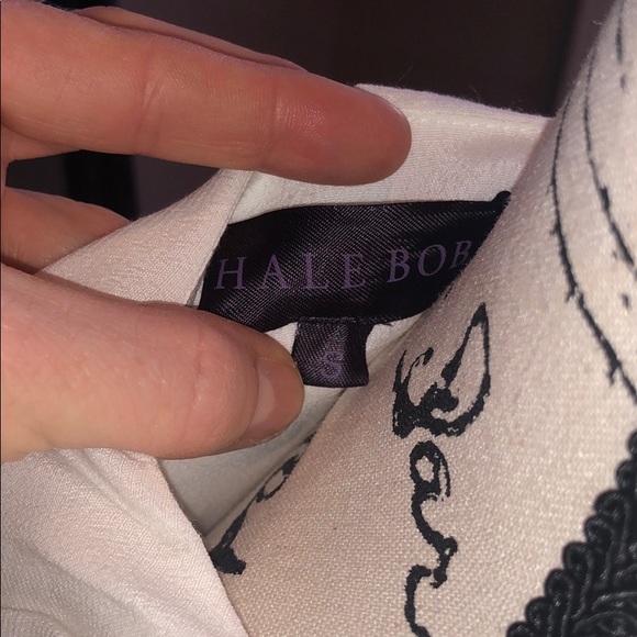 Hale Bob White Ruffled V-neck Hi-Lo, Lace-up Dress - Picture 7 of 7